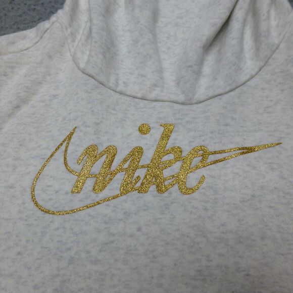 Nike Hoodie Womens XS Gray Sweatshirt Swoosh Pullover Lightweight High Neck - Picture 3 of 10